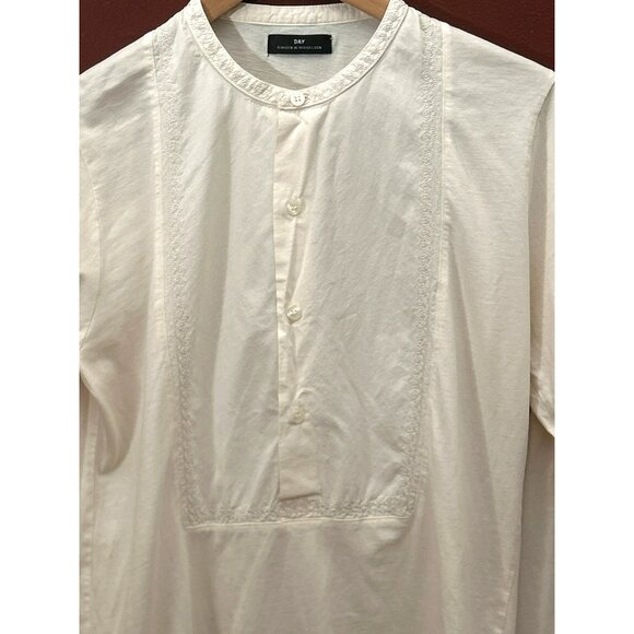 Day Birger et Mikkelsen Cream Long-Sleeve Button-Down Embroidered Top Medium - Picture 2 of 8